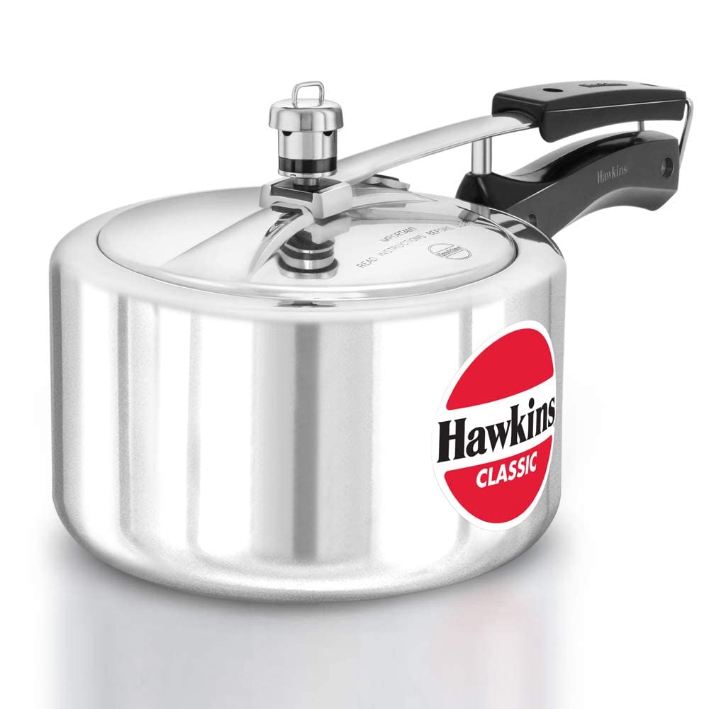 Hawkins Classic (CL3W) Mirror Aluminium Pressure Cooker, 3 Litres (Wide), Silver