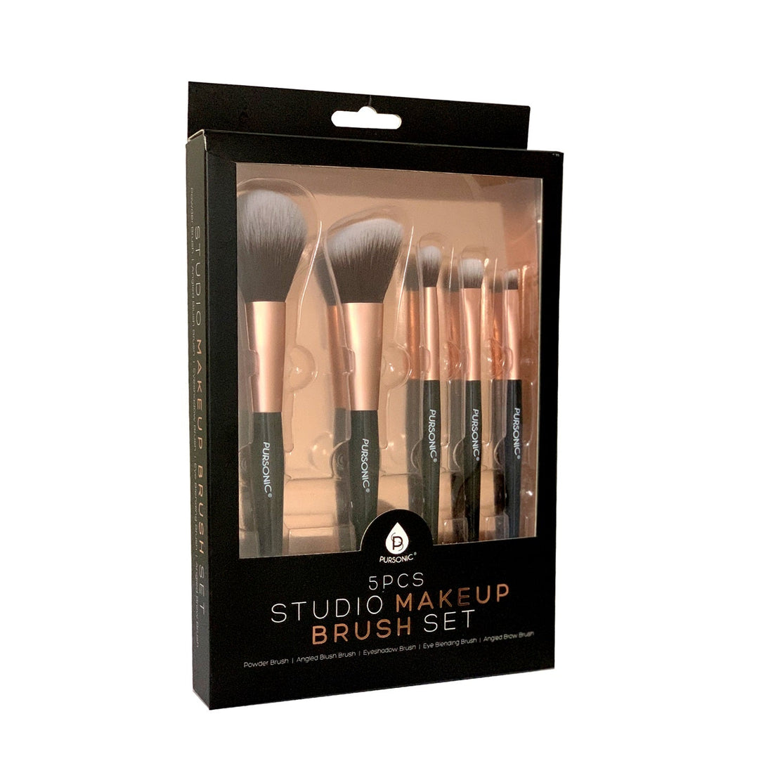 5 Pcs Studio Makeup Brush Set (Black)