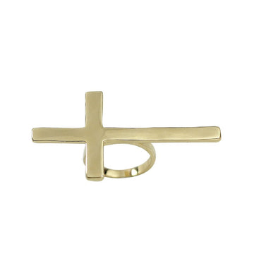 Trendy Oversized Sideways 14K Gold Cross Ring