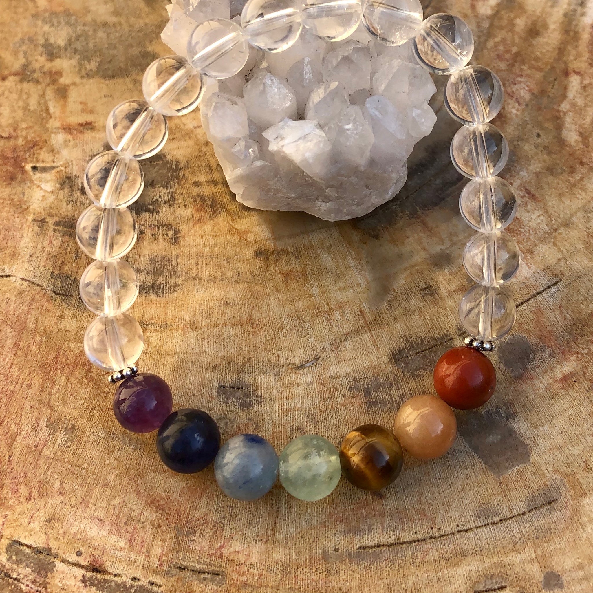 Chakra Crystal Quartz Stretch Bracelet Handmade Natural Stones