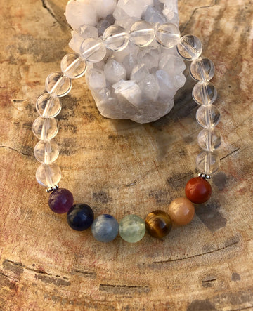 Chakra Crystal Quartz Stretch Bracelet Handmade Natural Stones