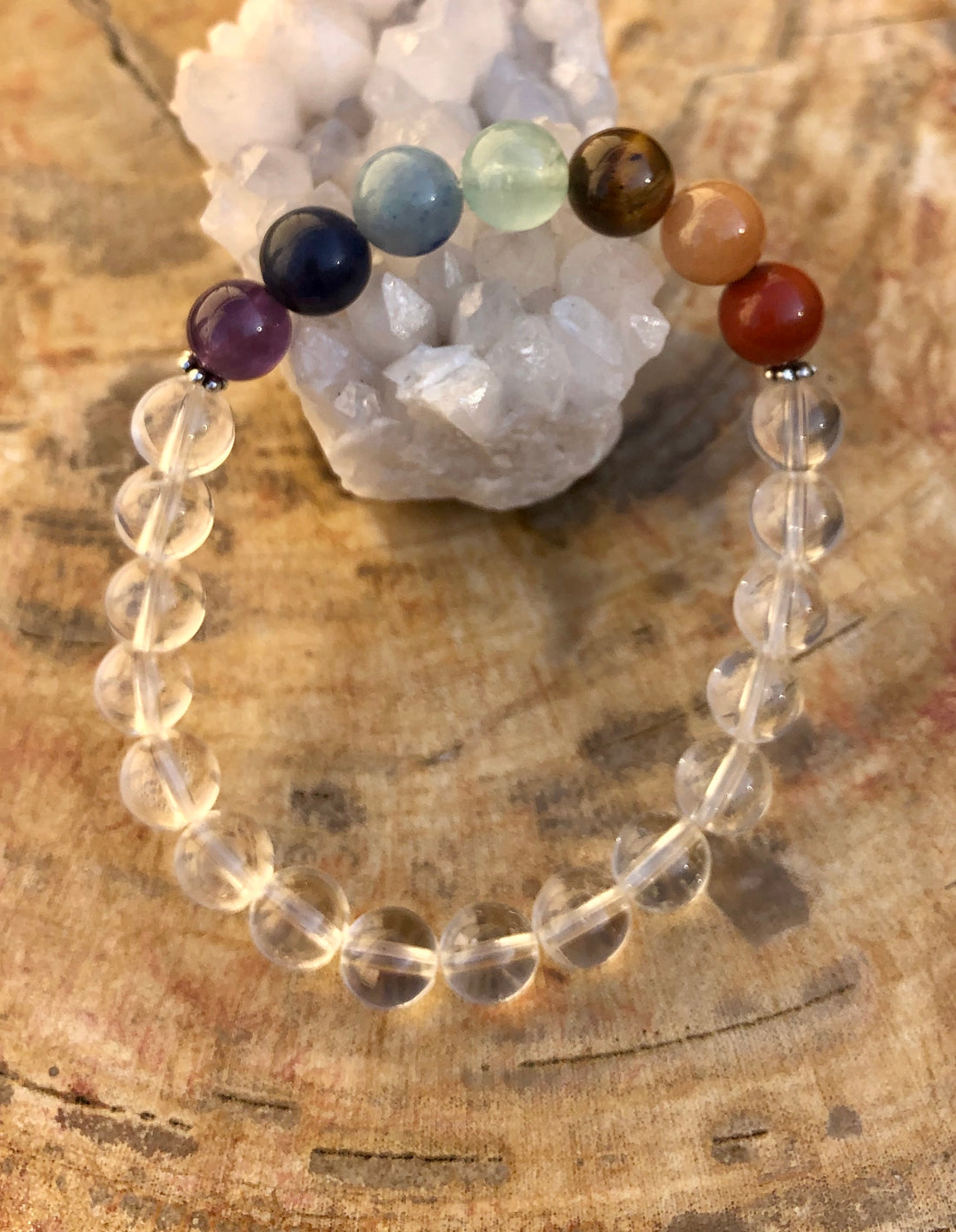 Chakra Crystal Quartz Stretch Bracelet Handmade Natural Stones