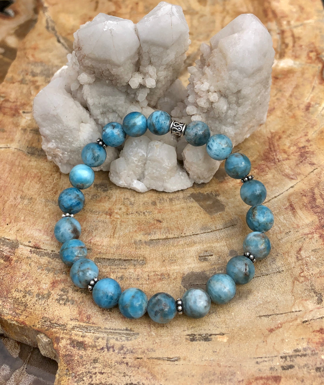 Blue Apatite Stretch Bracelet! Natural Gemstone Bracelet