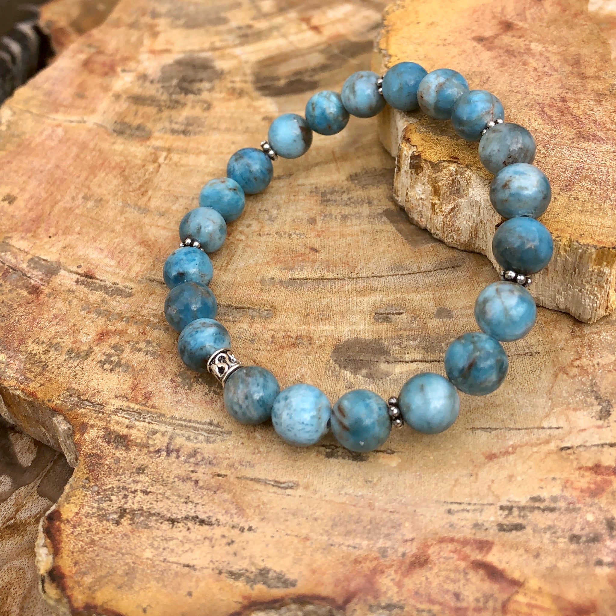 Blue Apatite Stretch Bracelet! Natural Gemstone Bracelet